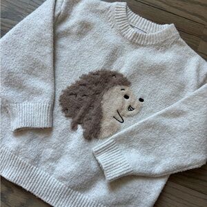 Zara Cream Sweater with Hedgehog Motif